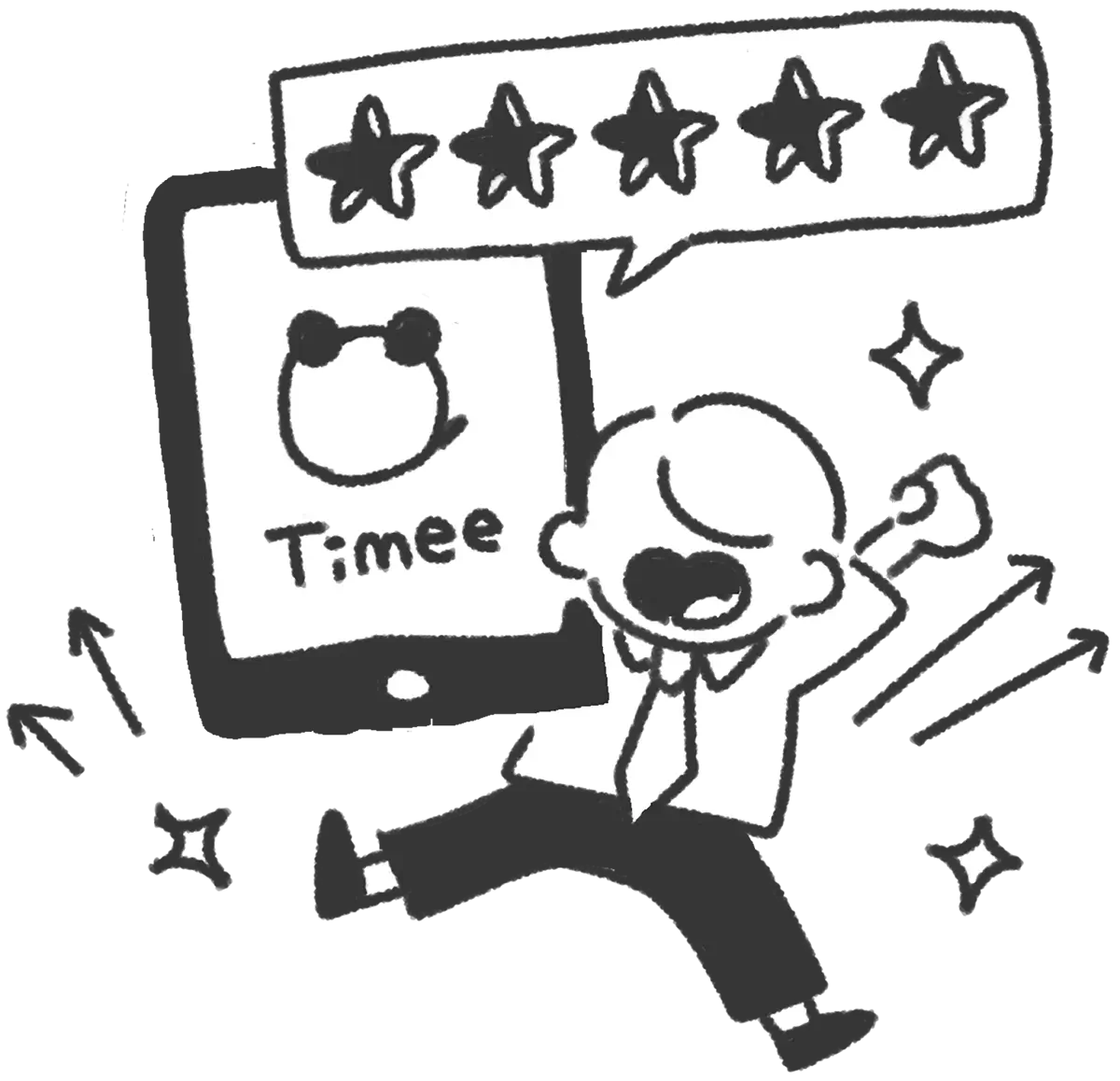 「タイミーでの勤務経験が評価に」のイラストです